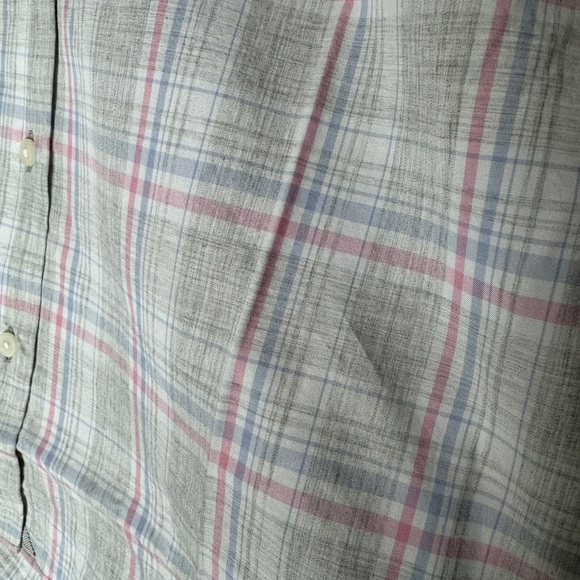 UNTUCKIT NWT Chasseles Gray Pink Blue Plaid Button Down Top 100% Cotton Size 2 - Picture 7 of 7